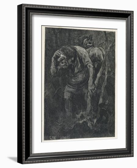 Woodcutter Keeps Prudently out of the Way of Some Very Large Trolls-Erik Werenskjold-Framed Photographic Print