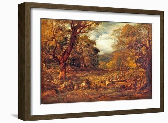 Woodcutters in a Forest Valley, 1850 (Oil on Canvas)-John Linnell-Framed Giclee Print