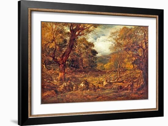 Woodcutters in a Forest Valley, 1850 (Oil on Canvas)-John Linnell-Framed Giclee Print