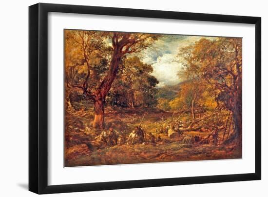 Woodcutters in a Forest Valley, 1850 (Oil on Canvas)-John Linnell-Framed Giclee Print