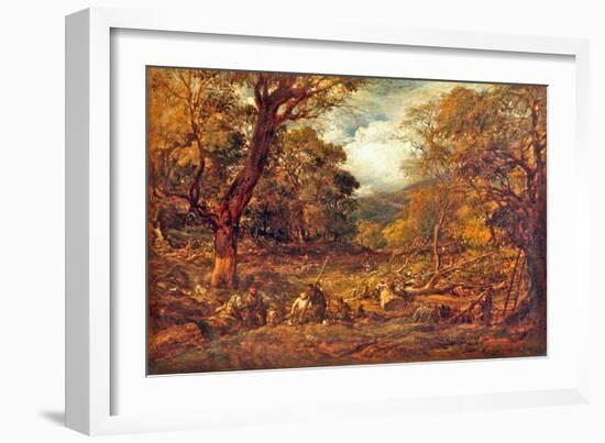Woodcutters in a Forest Valley, 1850 (Oil on Canvas)-John Linnell-Framed Giclee Print