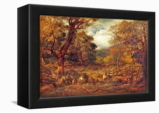 Woodcutters in a Forest Valley, 1850 (Oil on Canvas)-John Linnell-Framed Premier Image Canvas