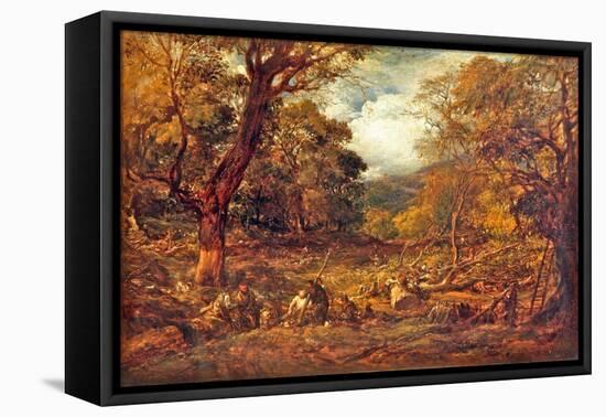 Woodcutters in a Forest Valley, 1850 (Oil on Canvas)-John Linnell-Framed Premier Image Canvas