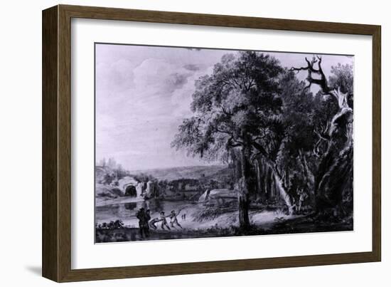 Woodcutters Near a River, 1755-Paul Sandby-Framed Giclee Print