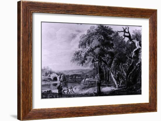 Woodcutters Near a River, 1755-Paul Sandby-Framed Giclee Print