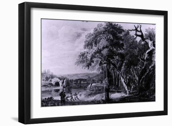 Woodcutters Near a River, 1755-Paul Sandby-Framed Giclee Print