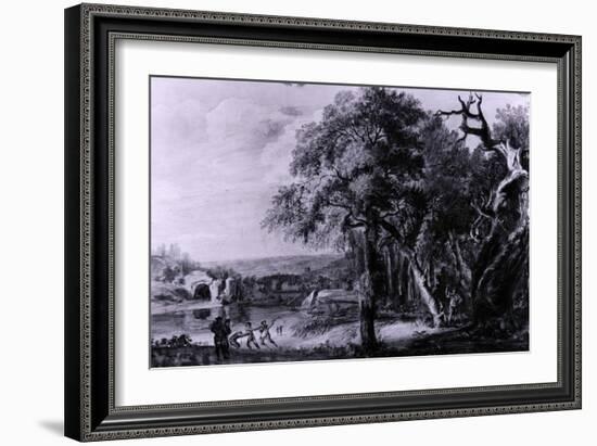 Woodcutters Near a River, 1755-Paul Sandby-Framed Giclee Print