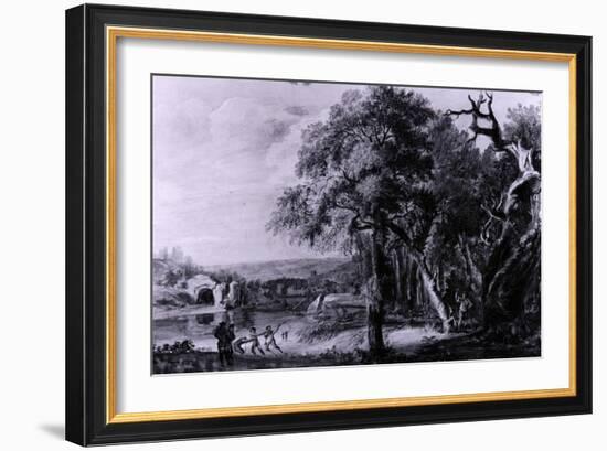 Woodcutters Near a River, 1755-Paul Sandby-Framed Giclee Print