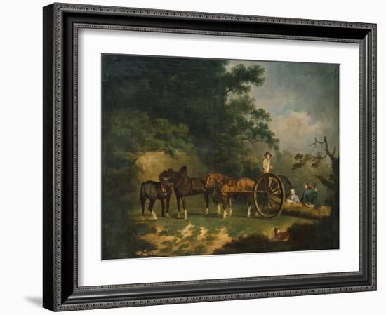 Woodcutters with their Cart Resting in a Woodland Glade-Francis Wheatley-Framed Giclee Print