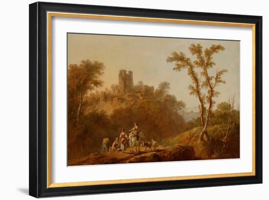Wooded Hilly Landscape with Peasants-Jean Baptiste Pillement-Framed Giclee Print