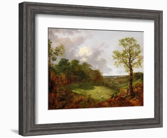 Wooded Landscape with a Cottage, Sheep and a Reclining Shepherd, c.1748-50-Thomas Gainsborough-Framed Giclee Print