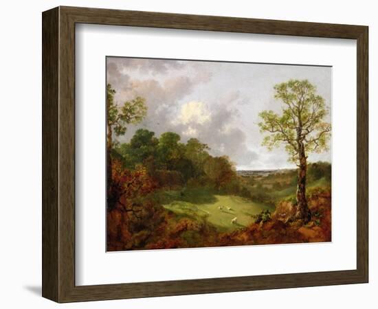 Wooded Landscape with a Cottage, Sheep and a Reclining Shepherd, c.1748-50-Thomas Gainsborough-Framed Giclee Print