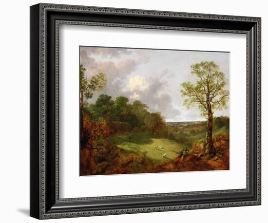 Wooded Landscape with a Cottage, Sheep and a Reclining Shepherd, c.1748-50-Thomas Gainsborough-Framed Giclee Print