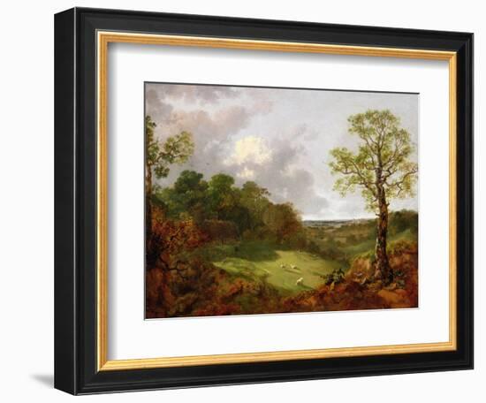 Wooded Landscape with a Cottage, Sheep and a Reclining Shepherd, c.1748-50-Thomas Gainsborough-Framed Giclee Print