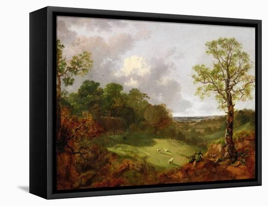 Wooded Landscape with a Cottage, Sheep and a Reclining Shepherd, c.1748-50-Thomas Gainsborough-Framed Premier Image Canvas