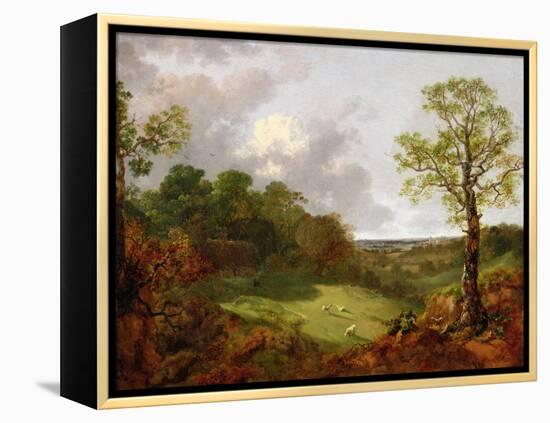 Wooded Landscape with a Cottage, Sheep and a Reclining Shepherd, c.1748-50-Thomas Gainsborough-Framed Premier Image Canvas