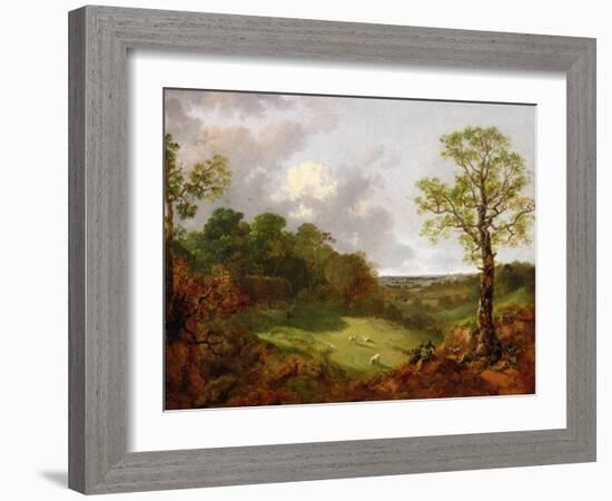 Wooded Landscape with a Cottage, Sheep and a Reclining Shepherd, c.1748-50-Thomas Gainsborough-Framed Giclee Print