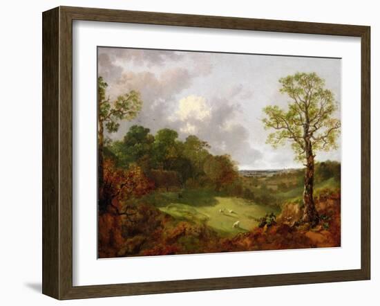 Wooded Landscape with a Cottage, Sheep and a Reclining Shepherd, c.1748-50-Thomas Gainsborough-Framed Giclee Print