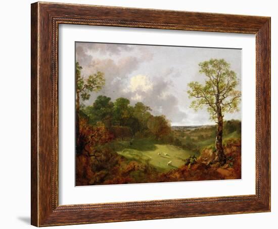 Wooded Landscape with a Cottage, Sheep and a Reclining Shepherd, c.1748-50-Thomas Gainsborough-Framed Giclee Print