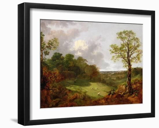 Wooded Landscape with a Cottage, Sheep and a Reclining Shepherd, c.1748-50-Thomas Gainsborough-Framed Giclee Print