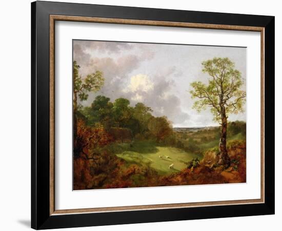 Wooded Landscape with a Cottage, Sheep and a Reclining Shepherd, c.1748-50-Thomas Gainsborough-Framed Giclee Print