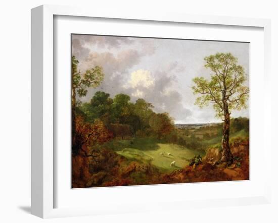 Wooded Landscape with a Cottage, Sheep and a Reclining Shepherd, c.1748-50-Thomas Gainsborough-Framed Giclee Print