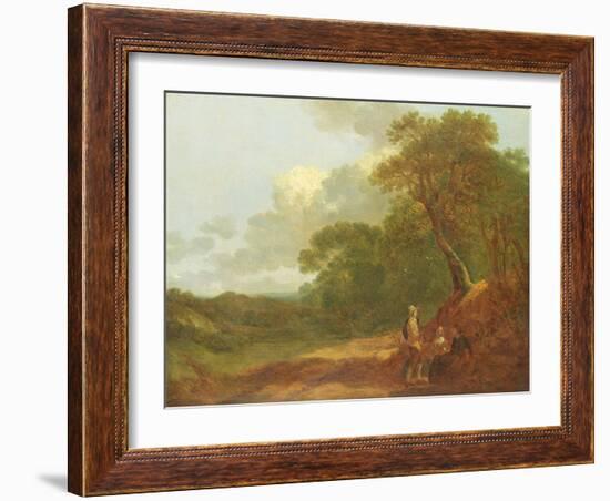 Wooded Landscape with a Man Talking to Two Seated Women-Thomas Gainsborough-Framed Giclee Print