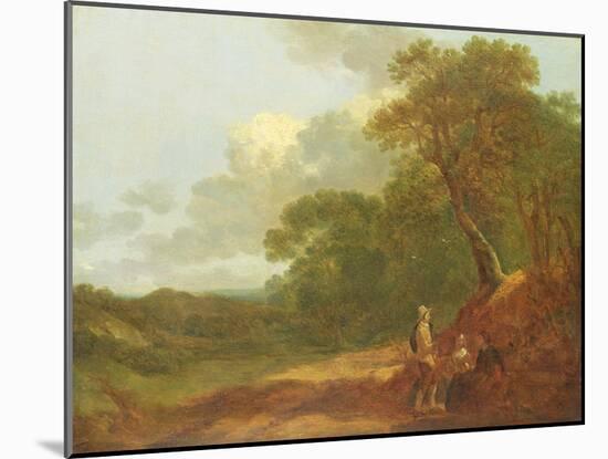 Wooded Landscape with a Man Talking to Two Seated Women-Thomas Gainsborough-Mounted Giclee Print