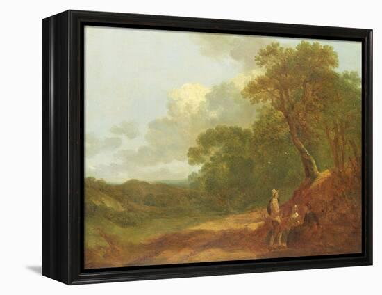 Wooded Landscape with a Man Talking to Two Seated Women-Thomas Gainsborough-Framed Premier Image Canvas