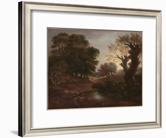 Wooded Landscape with Drover and Cattle and Milkmaids, C.1772-Thomas Gainsborough-Framed Giclee Print
