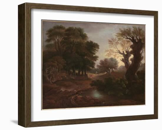 Wooded Landscape with Drover and Cattle and Milkmaids, C.1772-Thomas Gainsborough-Framed Giclee Print