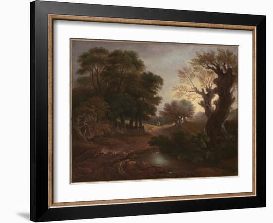 Wooded Landscape with Drover and Cattle and Milkmaids, C.1772-Thomas Gainsborough-Framed Giclee Print