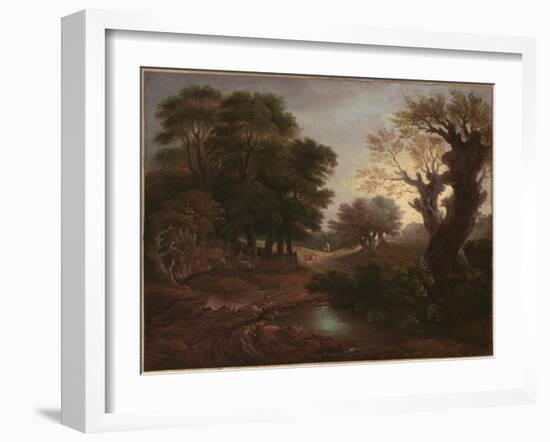 Wooded Landscape with Drover and Cattle and Milkmaids, C.1772-Thomas Gainsborough-Framed Giclee Print