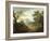 Wooded Landscape with Figures, Bridge, Donkeys, Distant Buildings and Mountain-Thomas Gainsborough-Framed Giclee Print