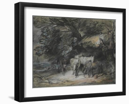 Wooded Landscape with Peasant Asleep and Horses Outside a Shed-Thomas Gainsborough-Framed Giclee Print