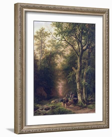 Wooded Landscape with Peasants-Barend Cornelis Koekkoek-Framed Giclee Print