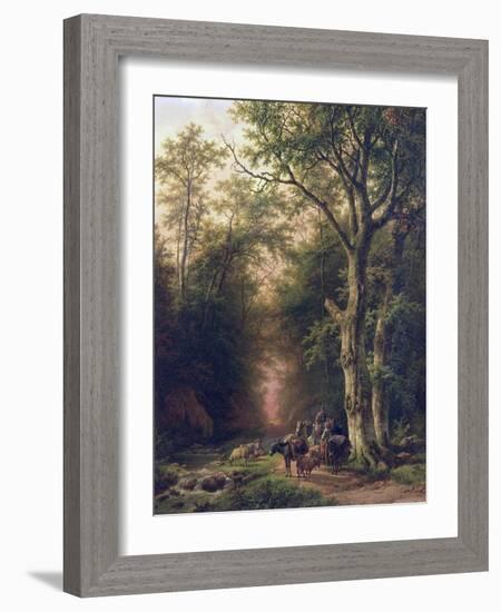 Wooded Landscape with Peasants-Barend Cornelis Koekkoek-Framed Giclee Print