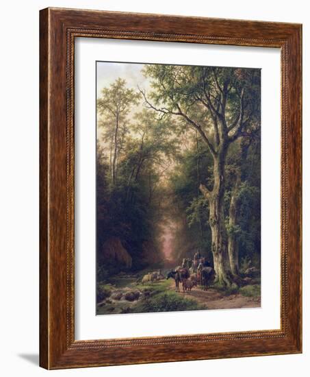 Wooded Landscape with Peasants-Barend Cornelis Koekkoek-Framed Giclee Print