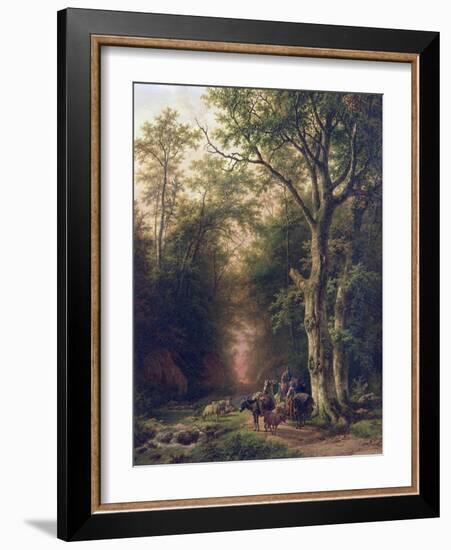 Wooded Landscape with Peasants-Barend Cornelis Koekkoek-Framed Giclee Print