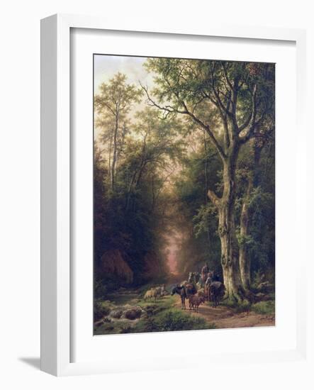 Wooded Landscape with Peasants-Barend Cornelis Koekkoek-Framed Giclee Print