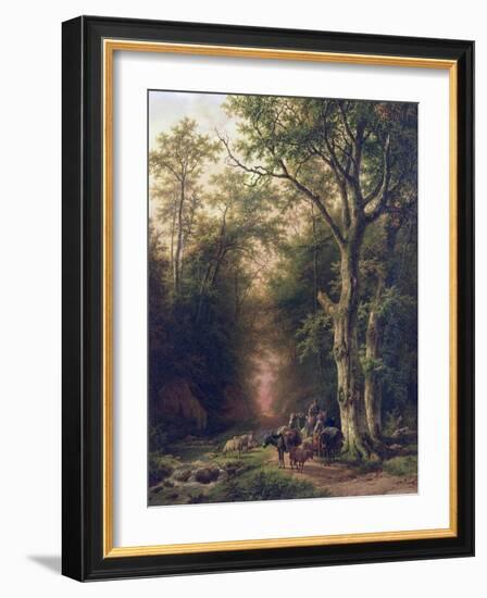 Wooded Landscape with Peasants-Barend Cornelis Koekkoek-Framed Giclee Print