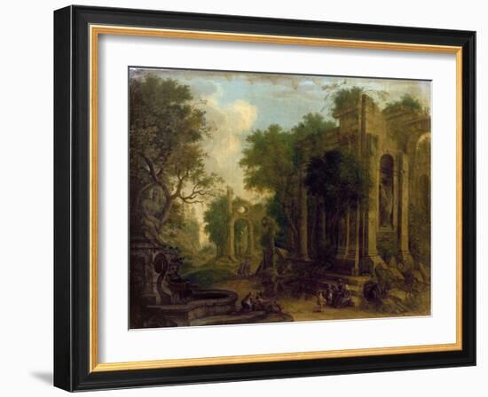 Wooded Landscape with Travellers Resting by Classical Ruins-Balthasar Beschey-Framed Giclee Print