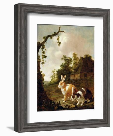 Wooded Landscape with Two Hares-Dirck Wyntrack-Framed Giclee Print