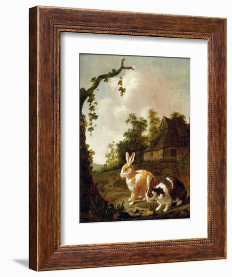 Wooded Landscape with Two Hares-Dirck Wyntrack-Framed Giclee Print