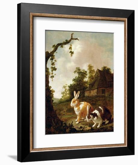 Wooded Landscape with Two Hares-Dirck Wyntrack-Framed Giclee Print