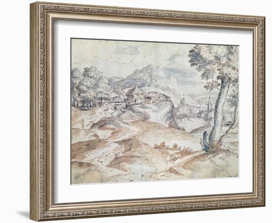 Wooded Landscape with Village and Church-Titian (Tiziano Vecelli)-Framed Giclee Print