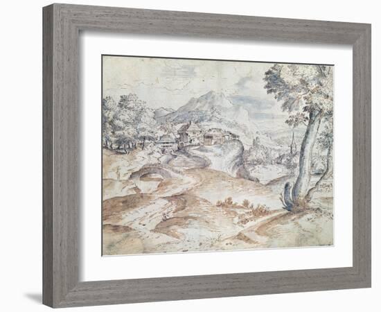 Wooded Landscape with Village and Church-Titian (Tiziano Vecelli)-Framed Giclee Print