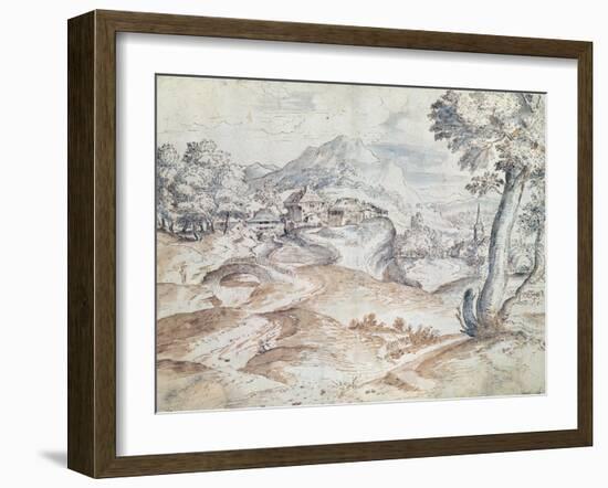 Wooded Landscape with Village and Church-Titian (Tiziano Vecelli)-Framed Giclee Print