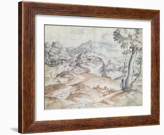 Wooded Landscape with Village and Church-Titian (Tiziano Vecelli)-Framed Giclee Print