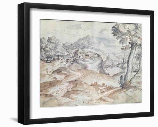 Wooded Landscape with Village and Church-Titian (Tiziano Vecelli)-Framed Giclee Print